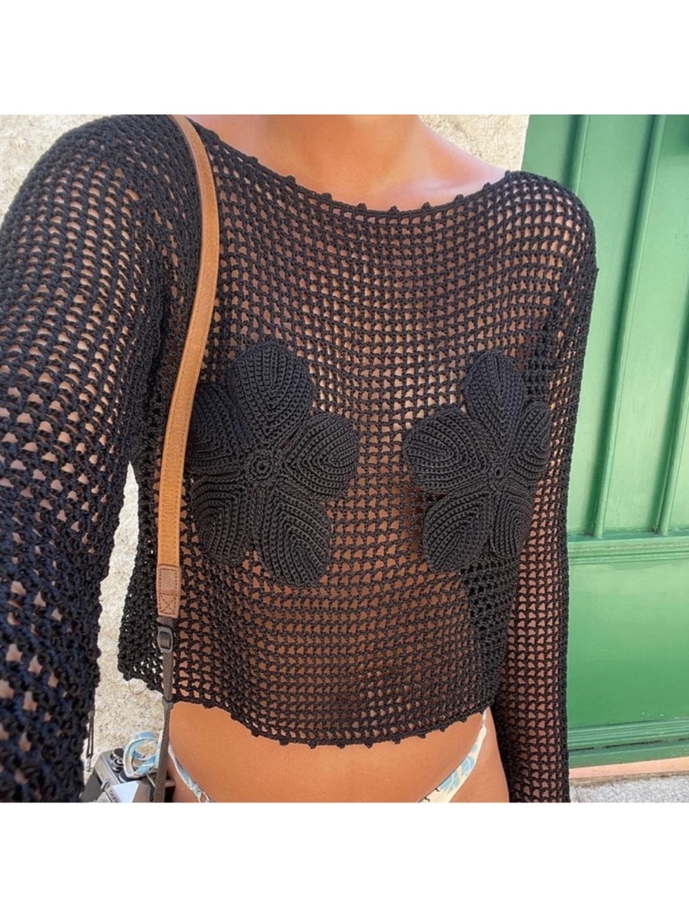 Realisation Par Flower Crocheted Knit Top